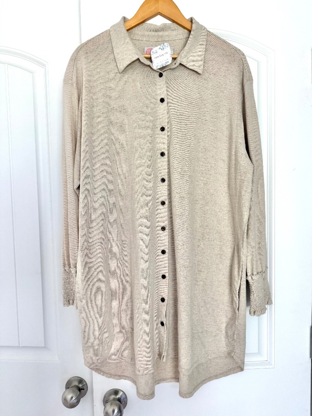 Free People FP Beach Promenade Mini Shirt Dress Linen Blend M